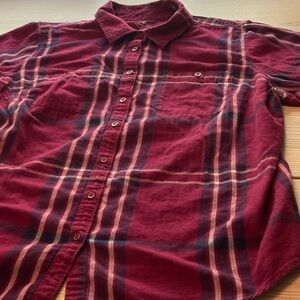 St. John’s Bay Women’s 1X Maroon Plaid Button-Down Shirt